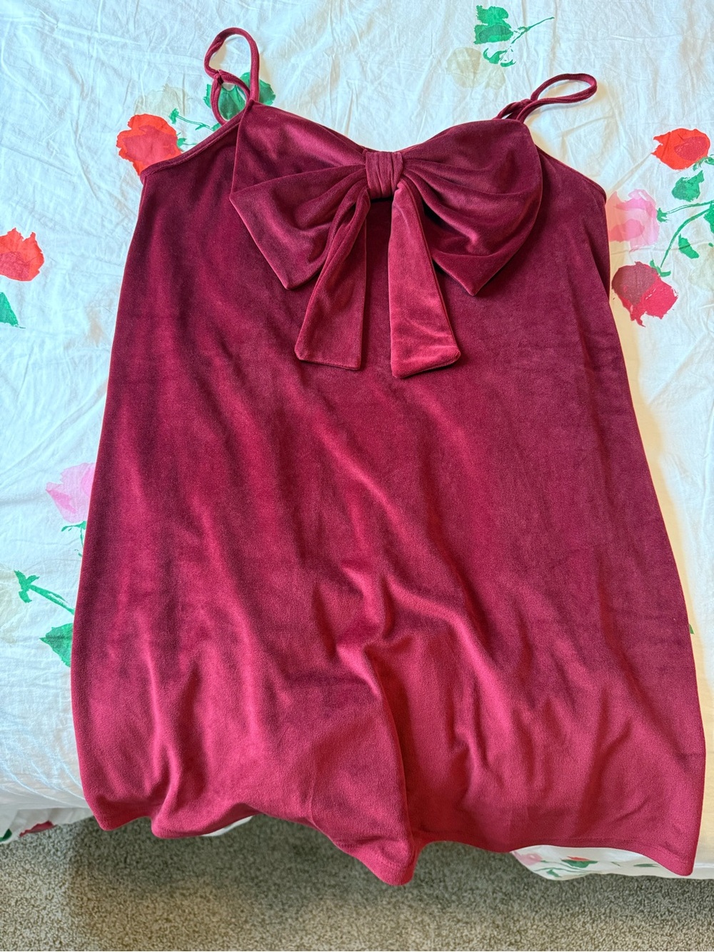 American Eagle Outfitters Burgundy Velvet Mini Skirt with Bow